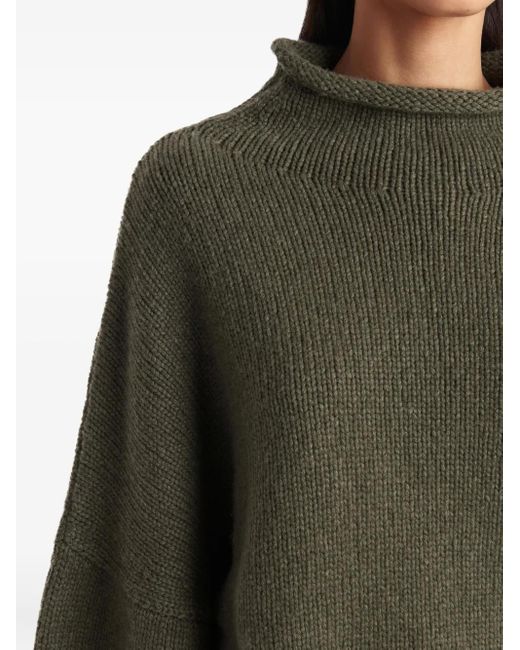 Khaite Green Juniper Funnel-Neck Balloon-Sleeve Knitwear