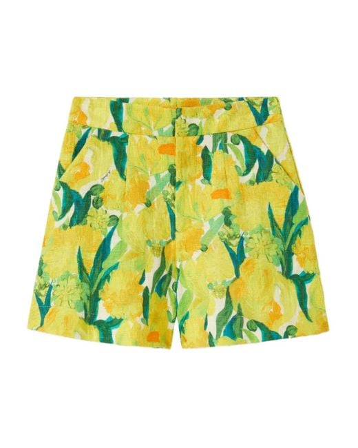 LaDoubleJ Yellow Good Butt Floral-Print Shorts