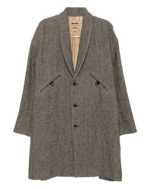 Uma Wang Gray Checkered Coat for men