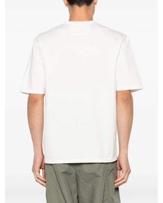 C P Company White Logo-Embroidery T-Shirt for men