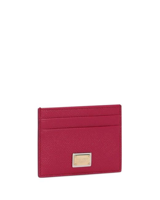 Portacarte Dauphine con placca logo di Dolce & Gabbana in Red