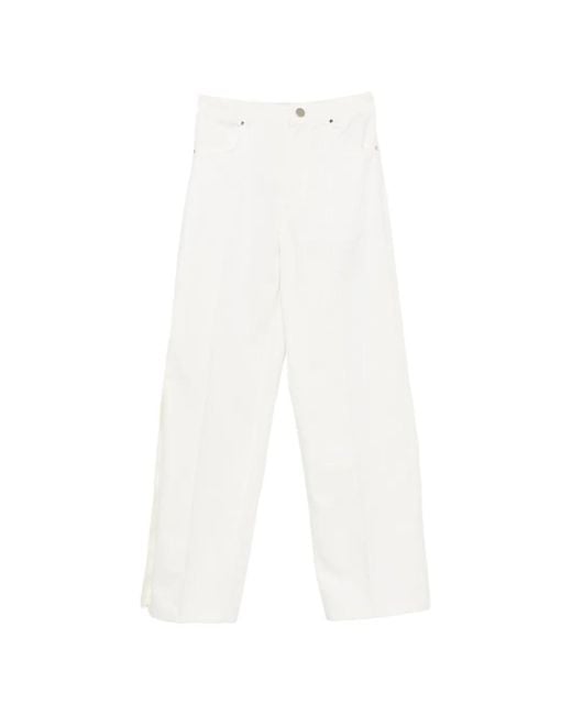 A.M.G White Zip-Detail Cotton Trousers