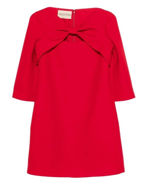 Valentino Garavani Red Bow-Detail Mini Dress