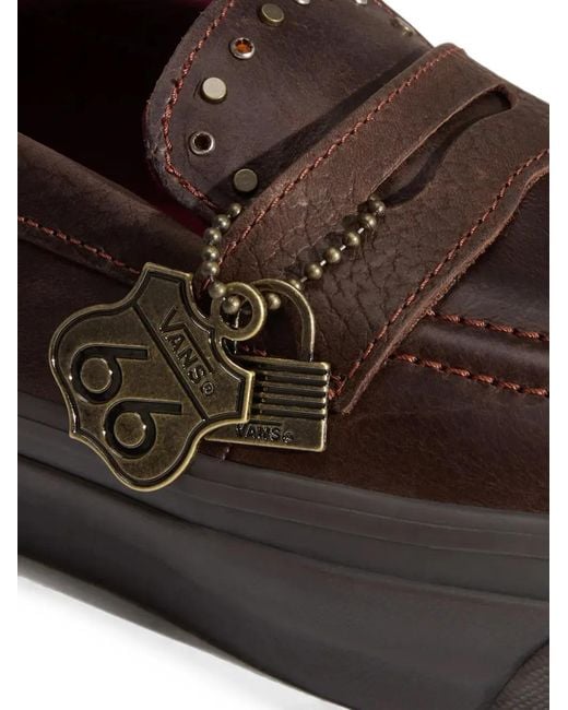 Vans Brown Stud-Embellished Leather Loafers