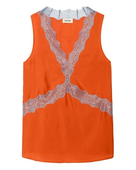 Zadig & Voltaire Orange Tasao Silk Camisole