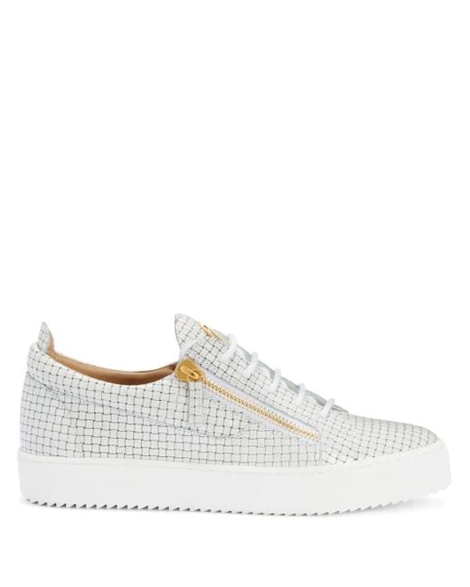 Giuseppe Zanotti White Frankie Double-Zip Low-Top Sneakers for men