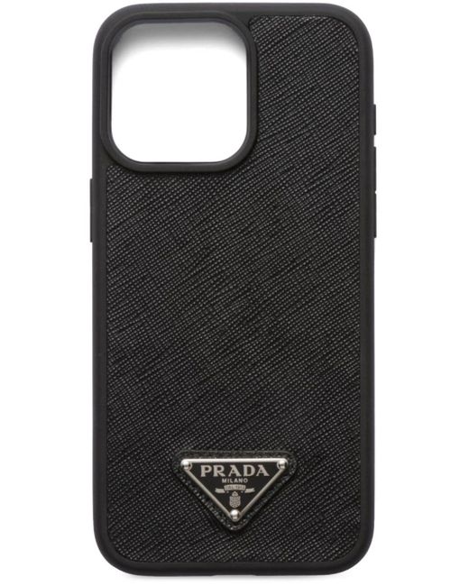 Prada Black Saffiano Leather Iphone 15 Pro Max Case for men