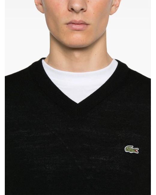 Lacoste Black V-Neck Sweater for men