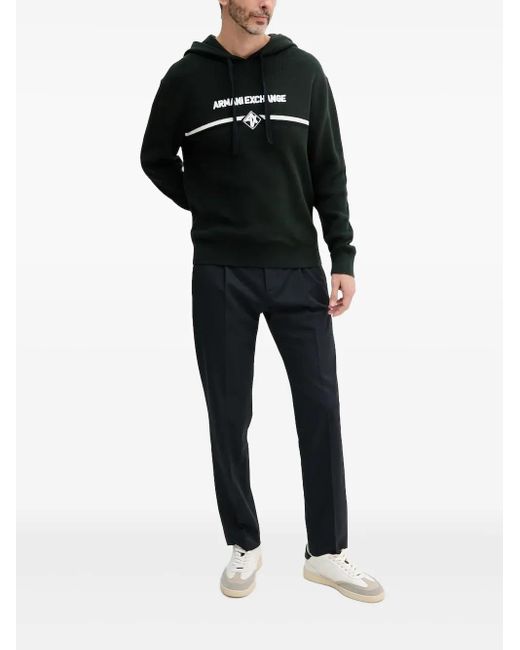 メンズ ARMANI EXCHANGE ロゴ ニットパーカー Black