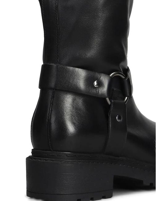 METISSE Black Leather Biker Boots