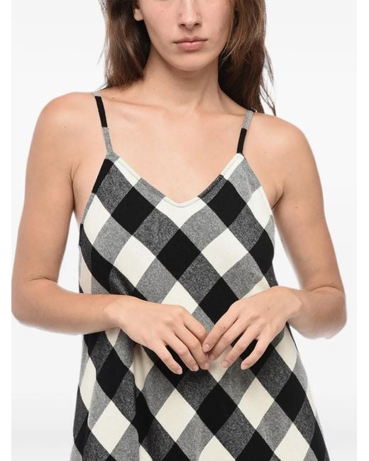 Woolrich White Checked Flared Maxi Dress