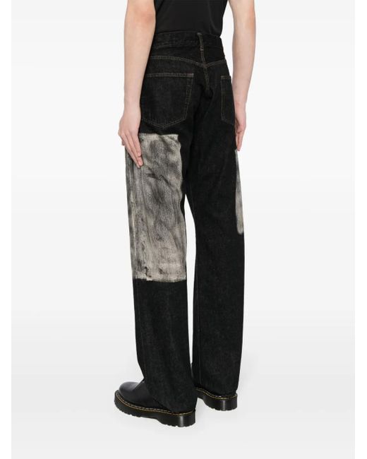 Yohji Yamamoto Black Panelled Straight-Leg Jeans for men