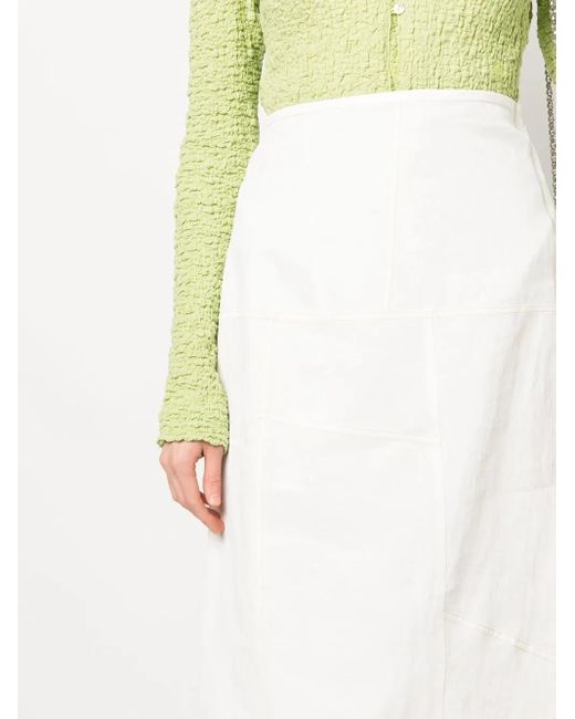 Jil Sander White Flared Panelled Midi Skirt