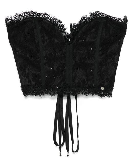 Nissa Black Lace Cropped Top
