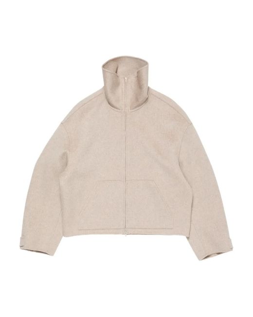 Acne Natural High-Neck Cropped Jacket