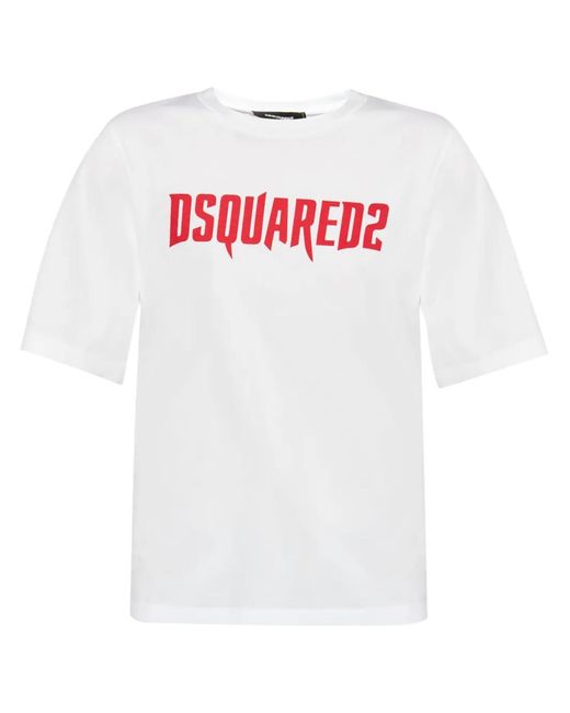 DSquared² White Horror Logo-Print Cotton T-Shirt