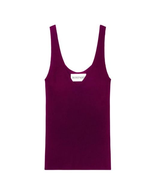 Bompard Purple Ribbed V-Neck Tank Top