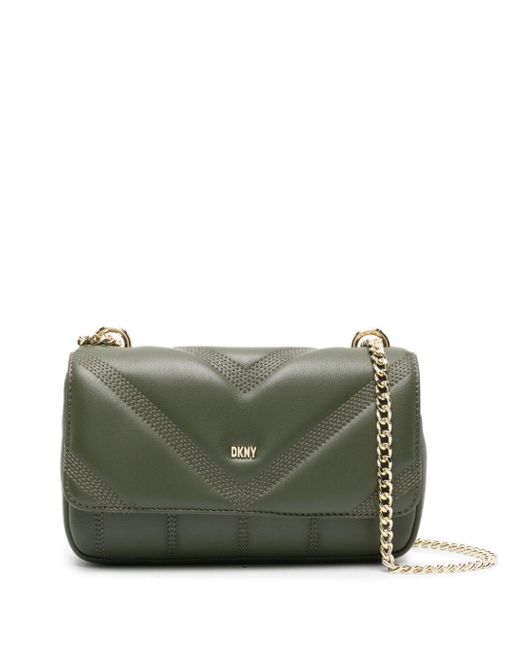DKNY Green Medium Becca Leather Shoulder Bag