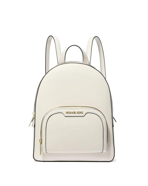 Michael Kors White Medium Jaycee Zip-Pocket Backpack