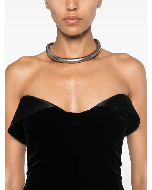 Mugler Black Velvet And Satin Mini Dress
