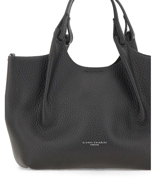 Gianni Chiarini Black Dua Bubble Leather Shoulder Bag