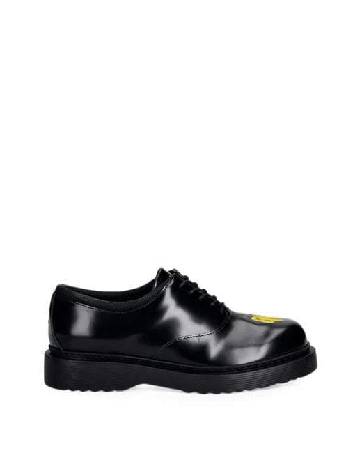 Filling Pieces Black Flower-Embroidered Lace-Up Derby Shoes for men