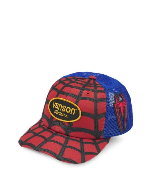 Supreme Red X Vanson Leathers X Marvel Logo-Patch Baseball Cap for men