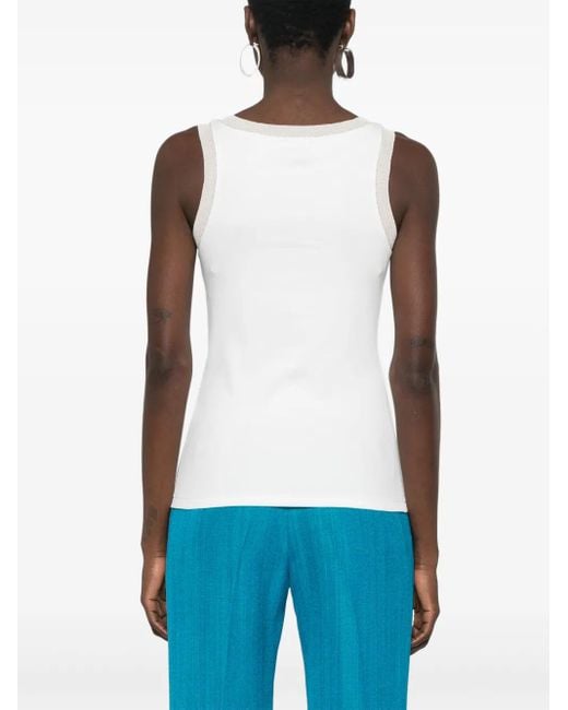 Fabiana Filippi White Lurex-Trim Ribbed Tank Top