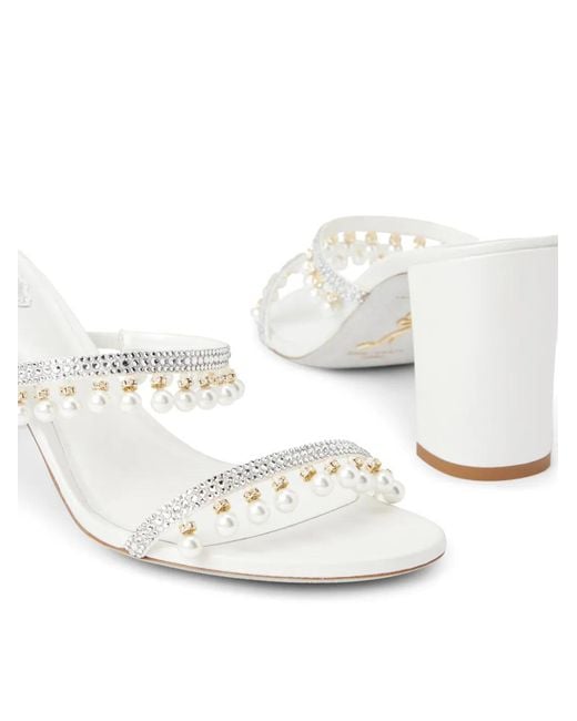 Rene Caovilla White 90Mm Chandelier Mules