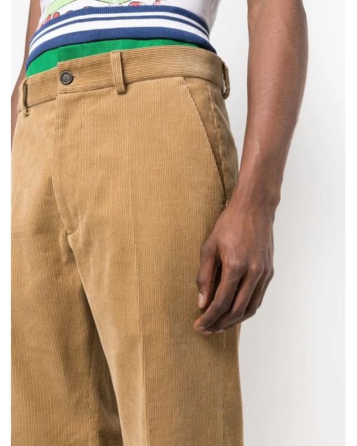 DSquared² Brown Double-Waistband Corduroy Trousers for men