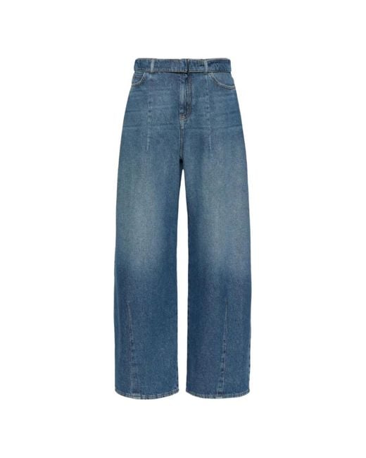 Weekend by Maxmara Blue Madia Belted Wide-Leg Jeans