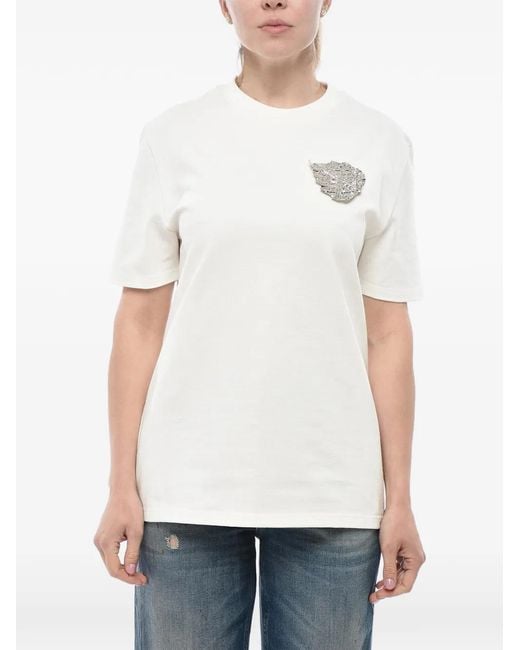 Jil Sander White Jewel-Pin Cotton T-Shirt