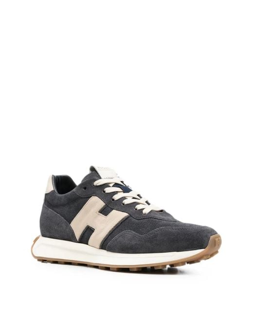 Hogan White Logo-Patch Panelled Sneakers for men