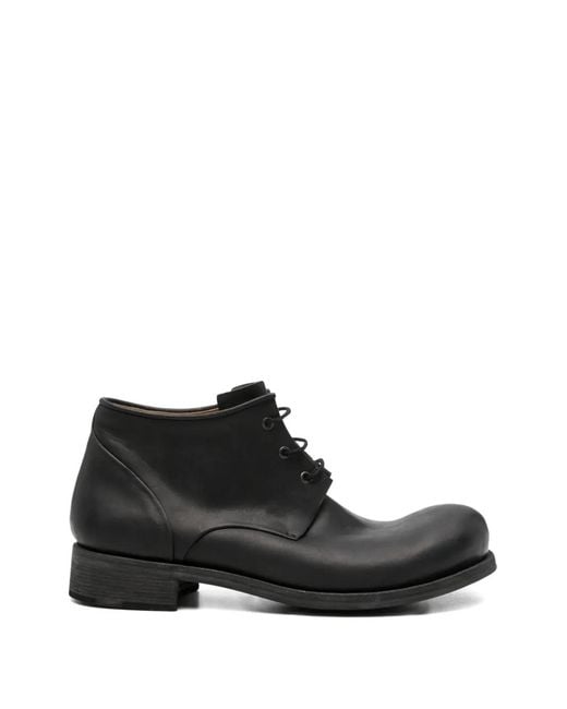 Ma+ Black Upturned-Toe Leather Biker Boots for men
