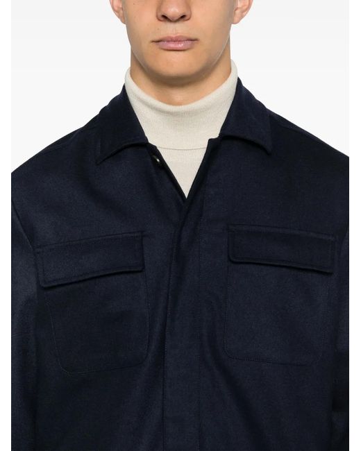 Eleventy Blue Fleece Shirt Jacket for men