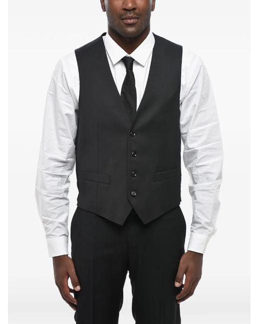 Corneliani Black Button-Fastening Wool Waistcoat for men