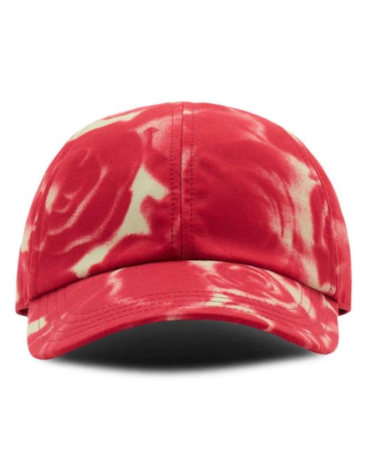 Burberry Red Floral-print Cotton Baseball Cap for men