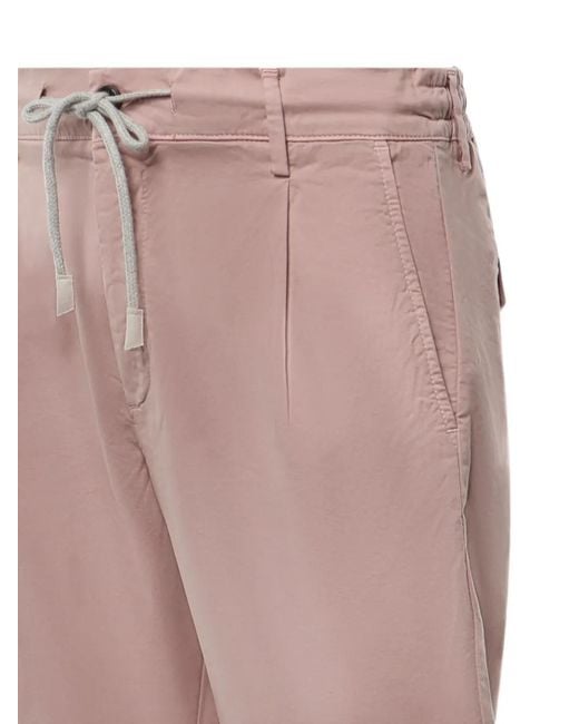 Eleventy Pink Pleated Drawstring Shorts for men