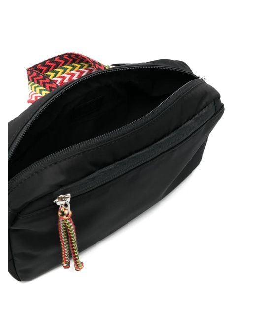 Lanvin Black Chevron Woven Pattern Belt Bag for men