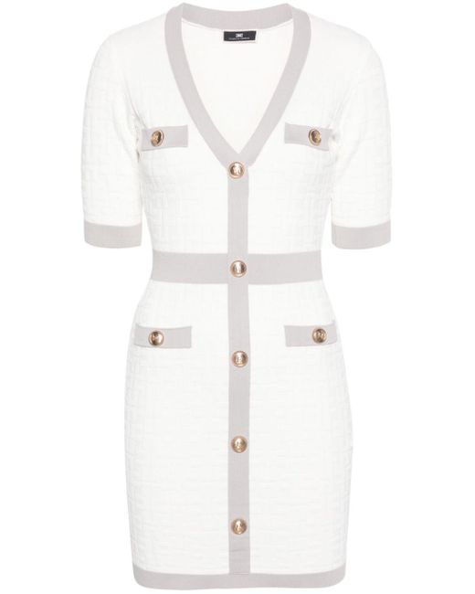 Monogram-jacquard mini dress Elisabetta Franchi en coloris White