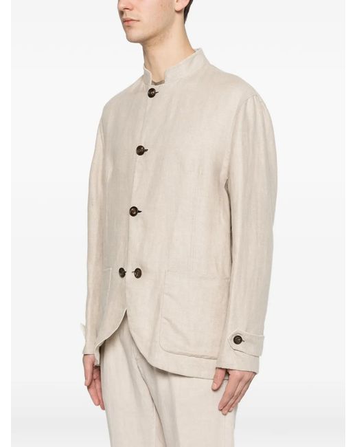 Eleventy White Reversible Button-Up Jacket for men