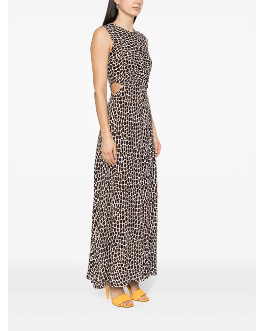 MSGM Brown Giraffe-Print Maxi Dress