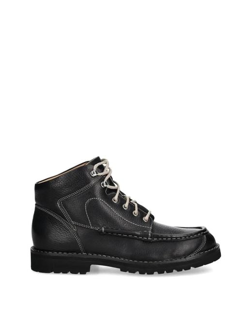Fracap Black Stitch Detail Lace-Up Boots for men