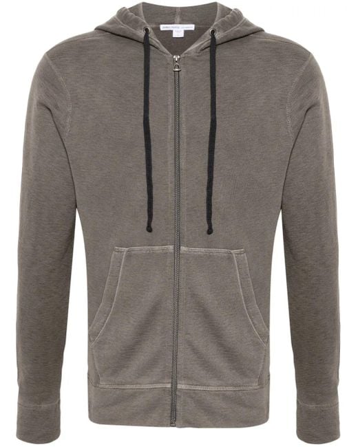 James Perse Gray Zipped Jersey-Fleece Hoodie for men