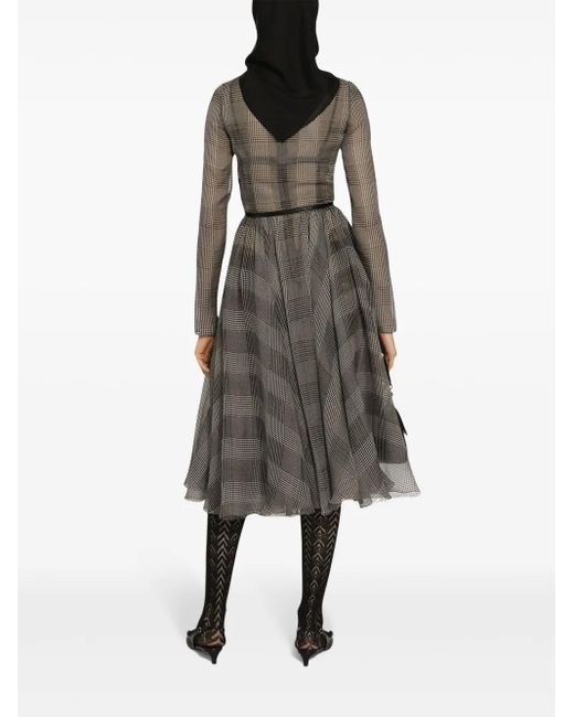 Dolce & Gabbana Gray Check Pattern Dress