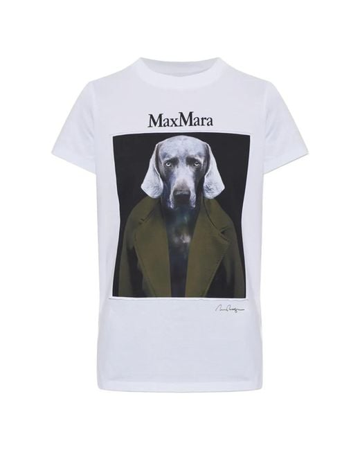 Max Mara White Calca Graphic-Print T-Shirt