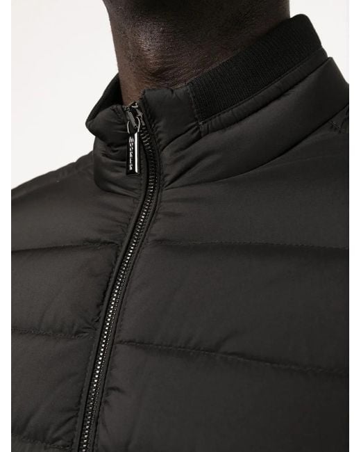 Moorer Black Padded Zip-Up Down Gilet for men