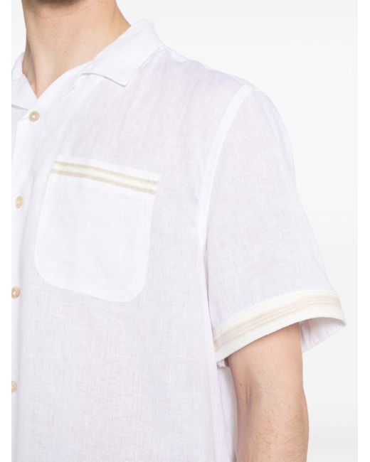 Eleventy White Stripe-trim Short-sleeve Shirt for men