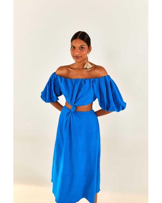 FARM Rio Knot Midi Dress in Blue Lyst