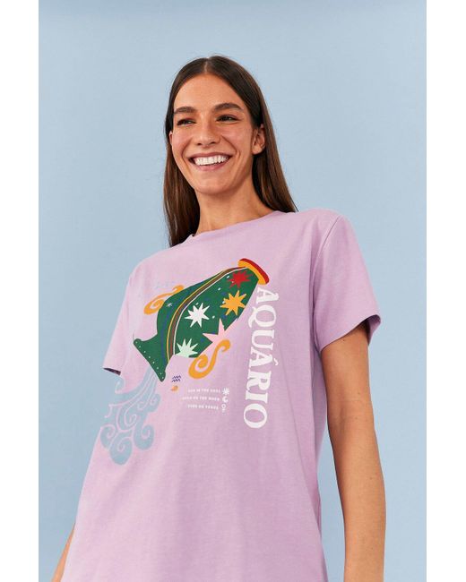 FARM Rio Aquarius Zodiac Organic Cotton Tshirt in Pink Lyst